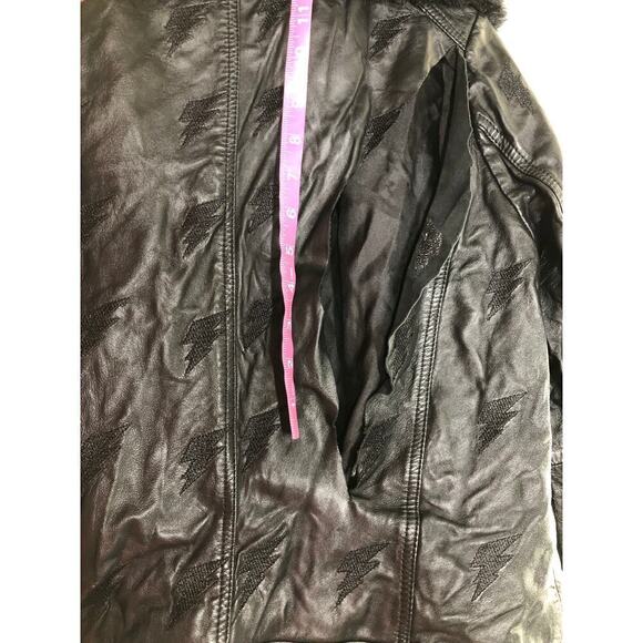 Samantha Sipos Clarkson Jacket Leather Lightning Bolt Moto Biker Black Small - Picture 6 of 11